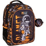 Luna Must... Astronavt črno-oranžen zaobljen šolski nahrbtnik s tremi predali, dimenzije 32x18x43 cm | Shoptok.si