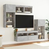  5-dijelni zidni TV elementi s LED svjetlima boja betona drveni | shoptok.hr