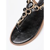 Shelvt Flat black sandals with cubic zirconia | Shoptok.si