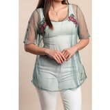 Fenzy Prozirni Top Za Veće Veličine S Vezom, Boje Mente | shoptok.hr
