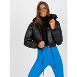 Fashion Hunters Black quilted winter jacket with a hood Cene