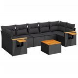  8-dijelni set vrtnih sofa od poliratana s jastucima crni | shoptok.hr