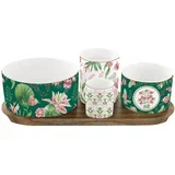 Set skledice na lesenem podstavku Botanic Chic 29x13cm / porcelan. les, (5000200024)