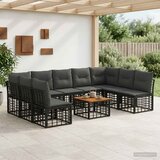  Set vanjskih sofa 10 kom. Crna i tamno siva Poliester | shoptok.hr