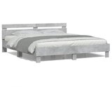  Okvir za krevet s uzglavljem i LED siva boja betona 160x200 cm | shoptok.hr