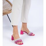 Gemre Pink elegant heeled flip-flops with rhinestones Maritto | shoptok.hr