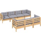  8-dijelna vrtna garnitura od borovine sa sivim jastucima | shoptok.hr