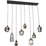 QAZQA Art deco viseča svetilka črna z dimnim steklom 8 lučk - Hanne | Shoptok.si