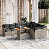Maison Chic Seti vrtnega pohištva - Vrtna garnitura - Vrtni pohištvo set 10-delna z blazinami siv poli ratan, (21815168) | Shoptok.si