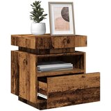 vidaXL Noćni ormarić s LED svjetlima staro drvo 40x39x48,5 cm | shoptok.hr