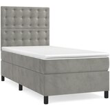  box spring s madracem LED svjetlosivi 100x200 cm baršun | shoptok.hr