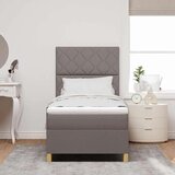 Box LED Box Spring Postelja z vzmetnico Taupe 100 x 200 cm blago, (5000127980) | Shoptok.si