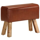 vidaXL gimnastička klupa smeđa 58 cm prava koža i masivno drvo manga | shoptok.hr