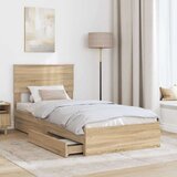  Postelja s shranjevanjem z vzglavjem Sonoma hrast 75 x 190 cm, (5000105872) | Shoptok.si