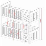 Molarem Home Drveni dječji krevet na kat Konrad - bijeli - 200x90 cm - Madrac PE pjena 8 cm-spužvasti madrac | shoptok.hr