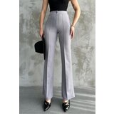 Dewberry 80272 Dewbery High Waist Slim Fit Wide Leg Pants-GREY | shoptok.hr