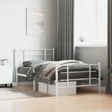 Maison Chic Kovinski Posteljni okvir - Enojna postelja - Postelja za odrasle z vzglavjem in vznožjem bel 100x190 cm, (21695571) | Shoptok.si