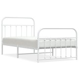 The Living Store Kovinski posteljni okvir z vzglavjem in vznožjem bel 100x190 cm - Posteljni Okvir, (21503571) | Shoptok.si