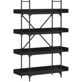 The Living Store Knjižna omara 4-nadstropna črna 100x33x145,5 cm inženirski les - Knjižna Omara, (21503049) | Shoptok.si