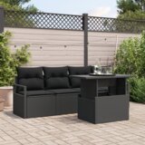 vidaXL 5-delni set vrtnih sof z blazinami Črn Poli Ratan | Shoptok.si