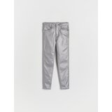Reserved - Slim high waist sjajne traperice - srebrna | shoptok.hr