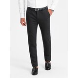 Ombre Men's classic chino pants with fine texture - black | ePonuda.com
