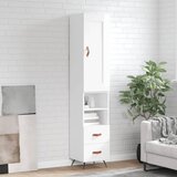 The Living Store Visoka omara visok sijaj bela 34,5x34x180 cm inženirski les - Visoka Omarica, (21430177) Cene