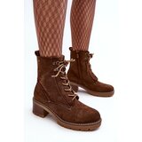 Boto Women's Low Heel Lace-up Brown Adinail Boots | ePonuda.com