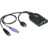 KVM adapter [2x moški konektor USB 2.0 tipa A\, moški konektor HDMI - 1x RJ45 vtičnica] črna, (20430090)