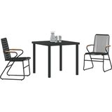  3-komadni vrtni set za blagovanje Crna PVC ratan | shoptok.hr