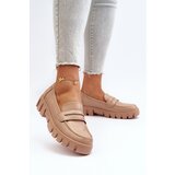 VINCEZA Women's Faux Leather Moccasins Beige Seravisa | Shoptok.si