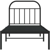 vidaXL Kovinski posteljni okvir z vzglavjem črn 90x200 cm | Shoptok.si