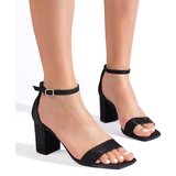 Shelvt Black glitter women's heeled sandals | shoptok.hr