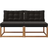  2 Komad Srednja sofa za van Čvrsto drvo akacije Prirodna - Prirodna i crno 2x srednja | shoptok.hr