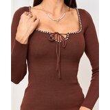 Resti Light brown women's striped dress | Shoptok.si