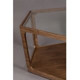 Dutchbone Klubska mizica s stekleno mizno ploščo v temni naravni barvi 80x92,5 cm Sita – | Shoptok.si