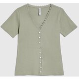 Marisse Olive Blouse With Lace Neckline | shoptok.hr