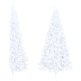 vidaXL Polovična novoletna jelka s stojalom bela 240 cm PVC | Shoptok.si
