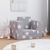  Dječja fotelja svjetlosiva sa zvjezdicama od mekanog pliša | shoptok.hr