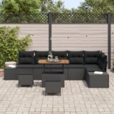 9 komadni vrtni set sofe s jastucima crna poli ratan akacija | shoptok.hr