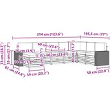  Set vanjskih sofa 8 kom. Prirodna i krem Smeđa 314 x 195,5 x 73 cm | shoptok.hr