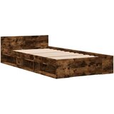 vidaXL Okvir kreveta s ladicom boja dimljenog hrasta 90x190 cm drveni | shoptok.hr