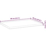 Stolna ploča 80 x 70 x 4 cm pravokutna od masivnog drva bagrema | shoptok.hr