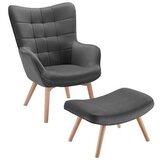 Bessagi Home Fotelj Merlin, Siv, Žamet, S Taburejem | Shoptok.si