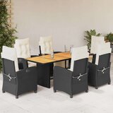  7-dijelni vrtni blagovaonski set s jastucima crni od poliratana | shoptok.hr