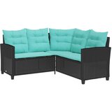 Vrtni kavč z blazino s polico 2 pcs Črna in turkizna Poly ratan, (5000208029) | Shoptok.si