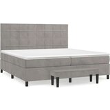  Box spring postelja z vzmetnico svetlo siva 200x200 cm žamet, (20851616) | Shoptok.si
