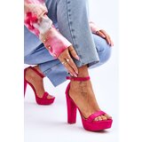 Boto Comfortable Suede Sandals On A High Heel Fuchsia Essence | Shoptok.si
