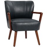 Nesta Oblazinjen lounge stol z naslonjali za roke, lesene noge, umetno usnje, eleganten poudarjeni stol za dnevno sobo in spalnico, (5000493771) | Shoptok.si