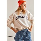 Bianco Lucci Women's Athletic Printed Three Thread Raised Sweatshirt Cene